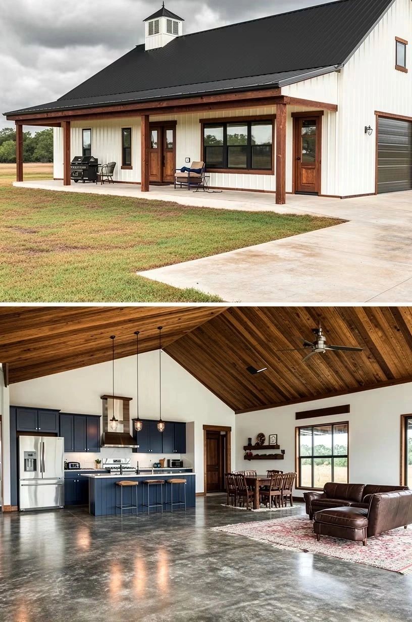 Barndominium exterior and interior showcase