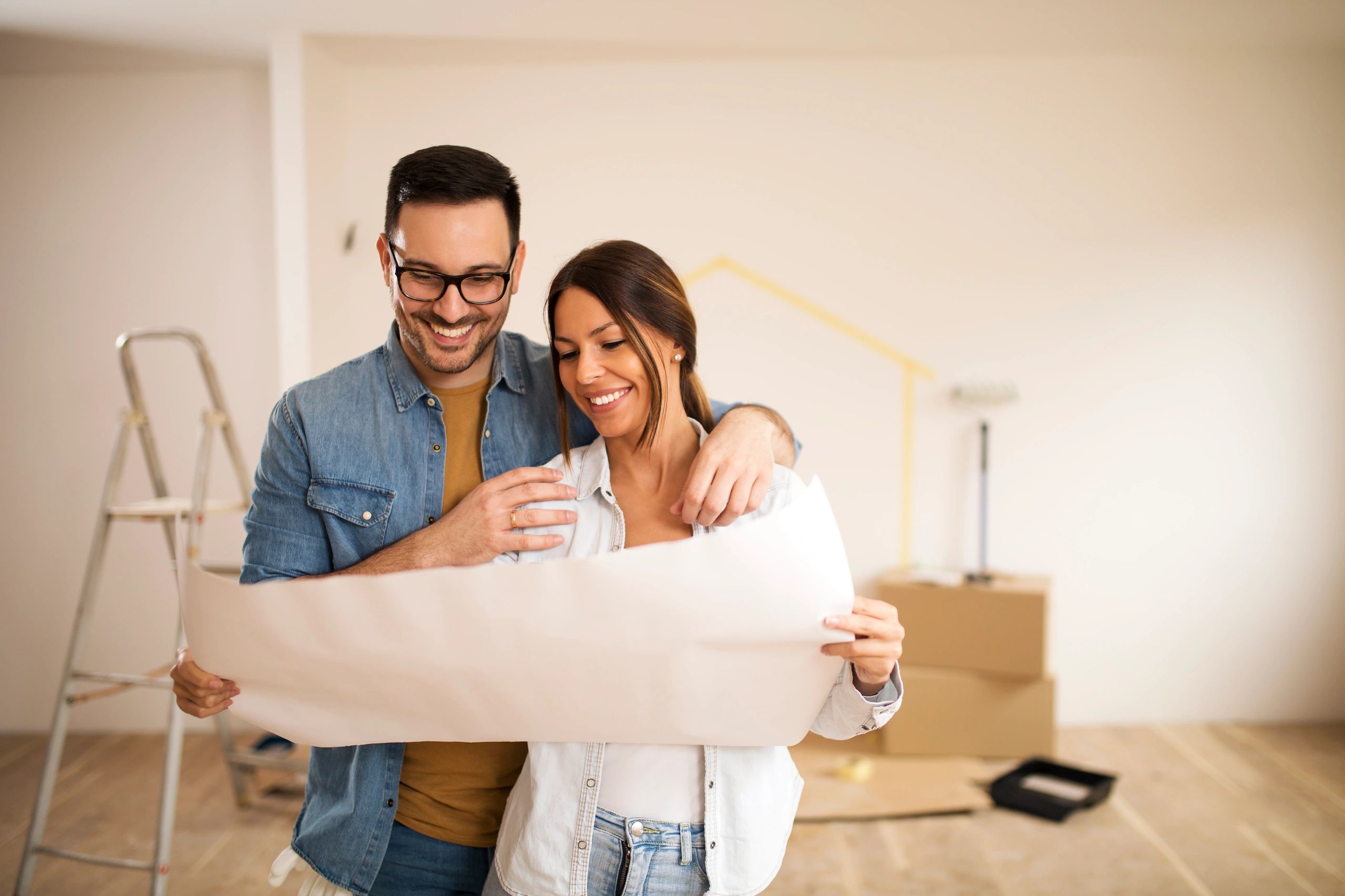 Couple reviewing home plans